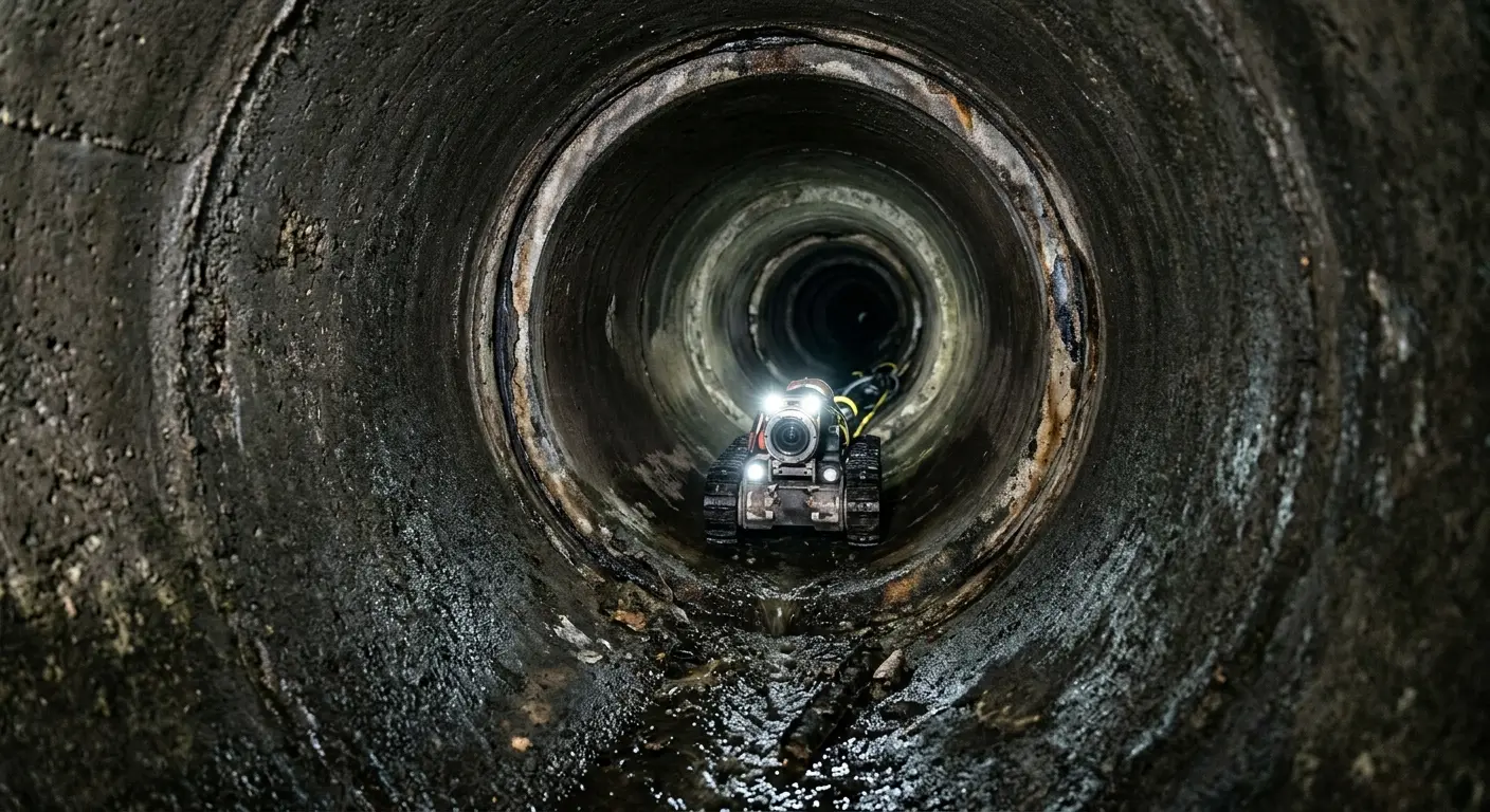 Robotic sewer camera inspecting pipe interior for Drain Snake Service in Fox Chapel